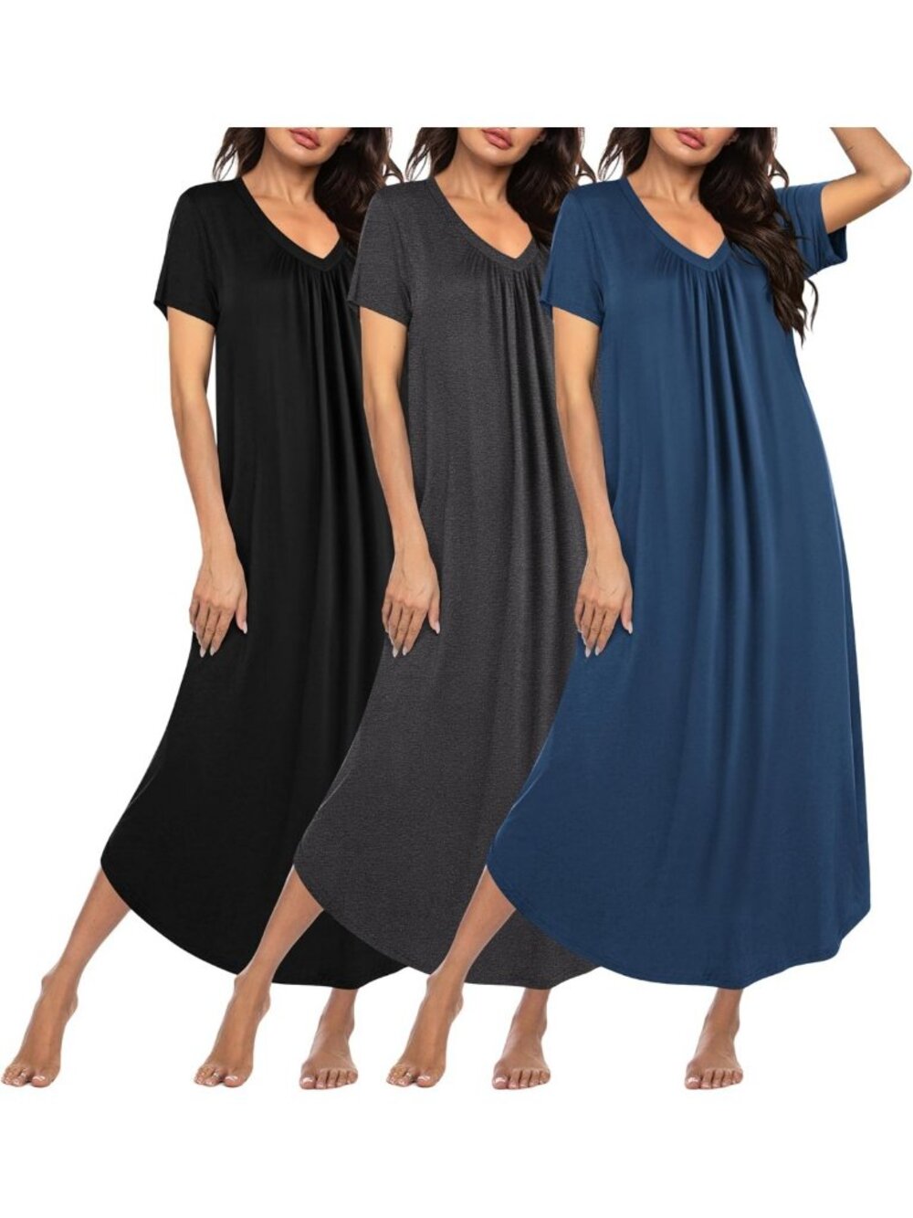 Cozy Plus Size Nightgowns for Women - 3 Pack Soft House Dresses & Moo Moos